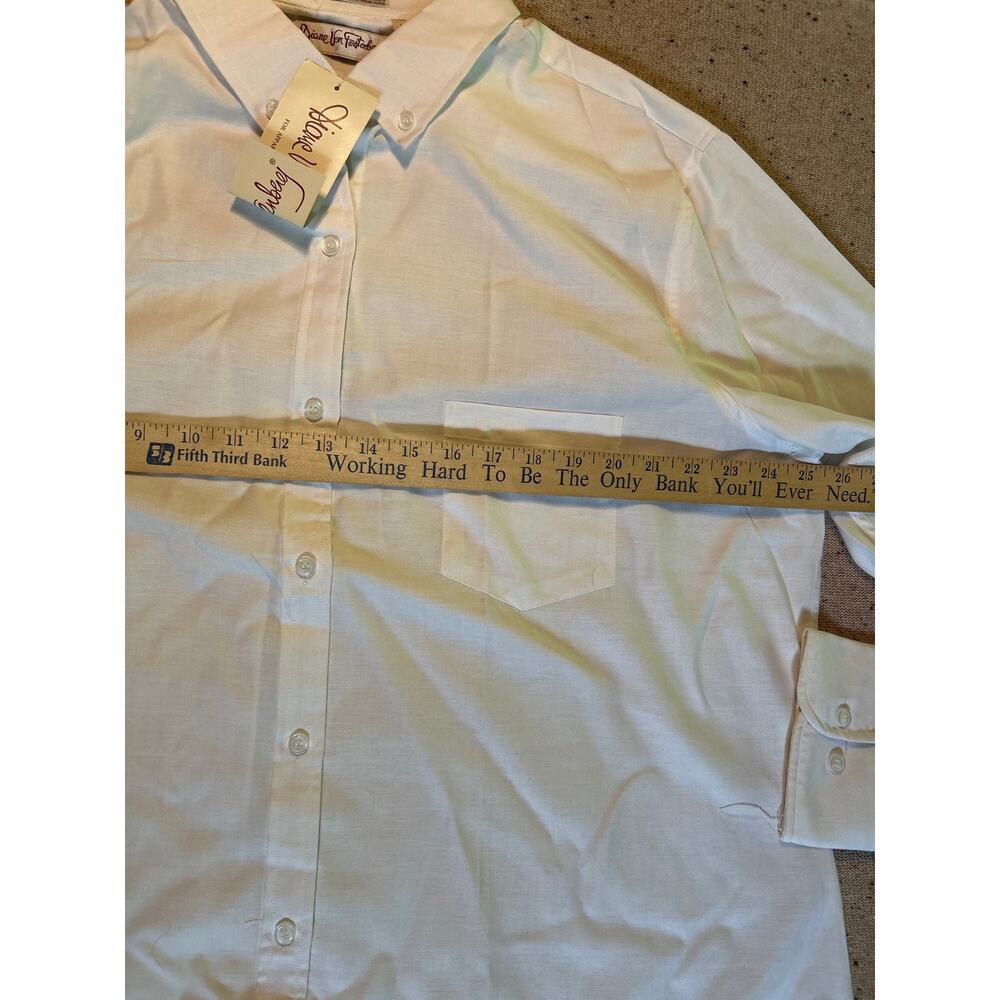 VTG Diane Von Furstenberg White Oxford Button Down Shirt Women's 44 (2x) NWT - Picture 5 of 7
